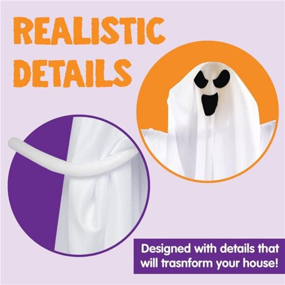 3 Pack Halloween Party Decoration 27.5" Hanging Ghosts, Cute Flying Ghost - Picture 5 of 8